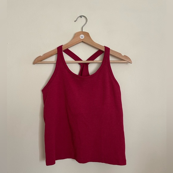 lululemon athletica Tops - Lululemon ebb to street crop tank magenta maroon 10